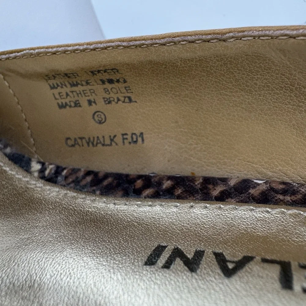 Antonio Melani Catwalk Animal Print Slingback Heels‎ Women's Size 8M Tan Gold